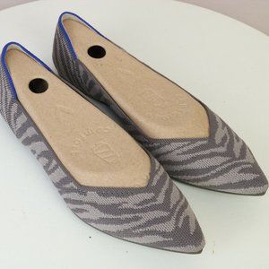ROTHY’S TAN DOVE GRAY ZEBRA THE POINT TOE FLATS SIZE 9